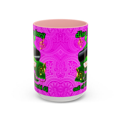 disc jockey - Accent Mug (pink swirl)