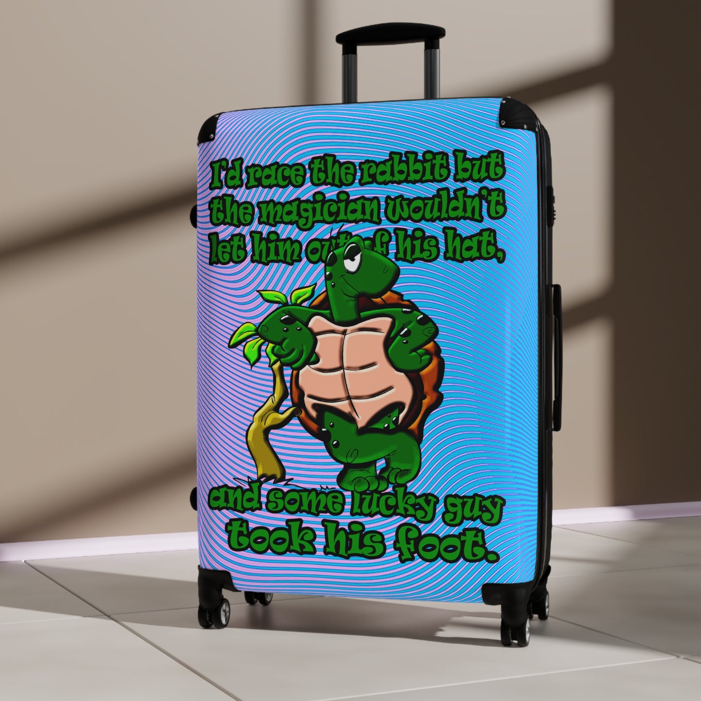 turtle race - Suitcase (light blue-purple wave)