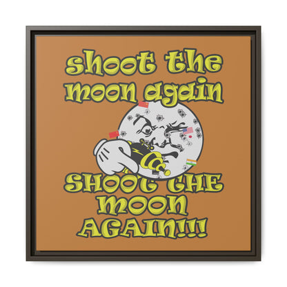 shoot the moon again - framed canvas art (light brown)