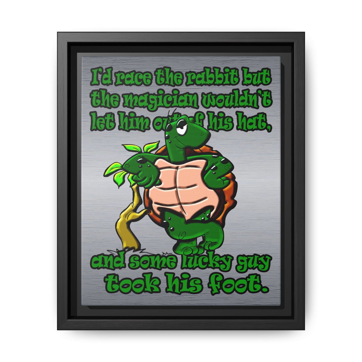 turtle race - framed canvas art (brushed nickel)