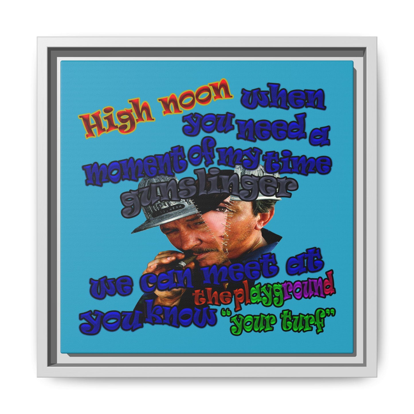 high noon - framed canvas art (turquoise)