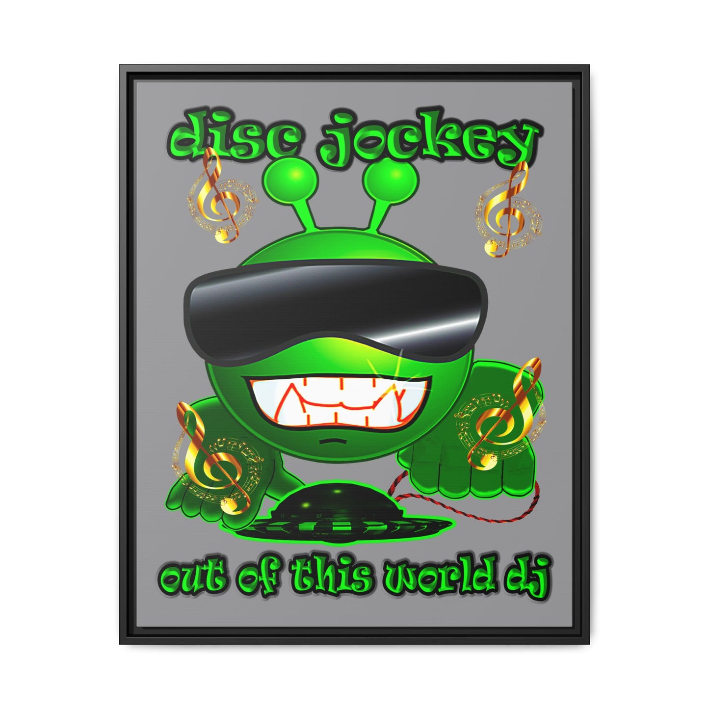 disc jockey - framed canvas art (grey)
