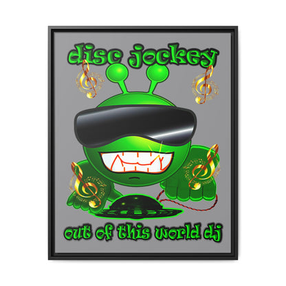 disc jockey - framed canvas art (grey)