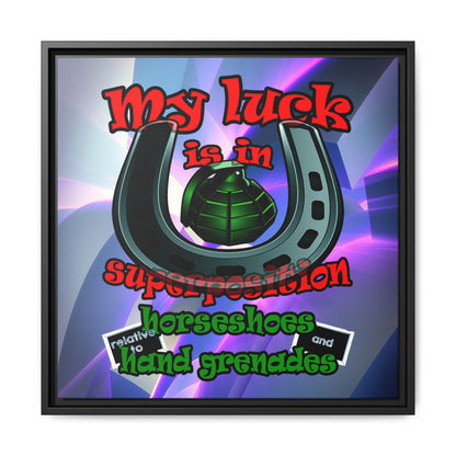 my luck - framed canvas art (grey-pink wave)