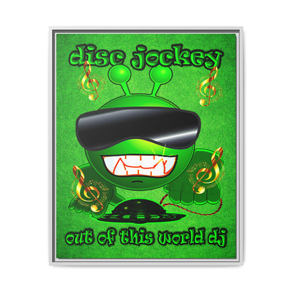 disc jockey - framed canvas art (green turf)