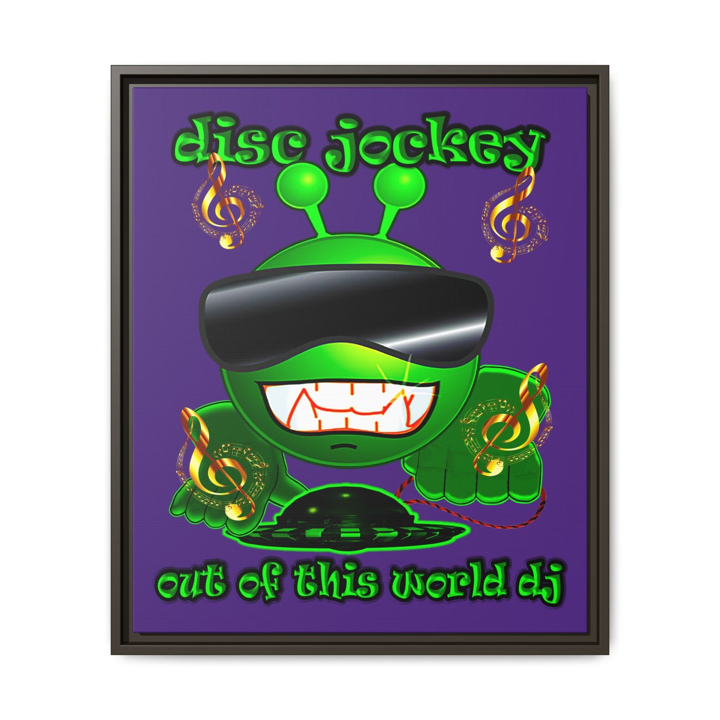 disc jockey - framed canvas art (purple)