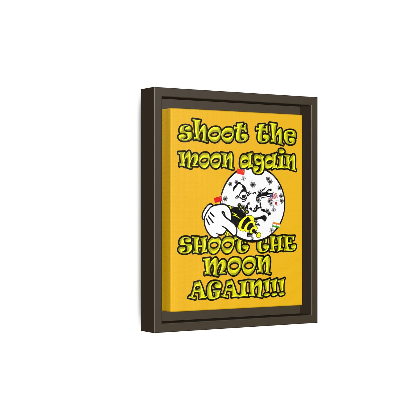 shoot the moon again - framed canvas art (yellow)
