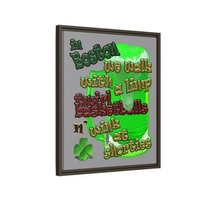 celtics logo - framed canvas art (grey)