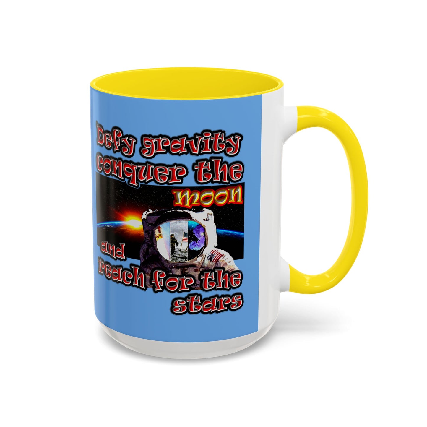 defy conquer reach - Accent Mug (light blue)