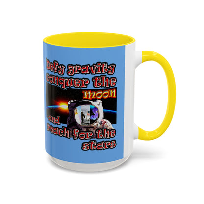 defy conquer reach - Accent Mug (light blue)