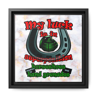 my luck - framed canvas art (white marble)