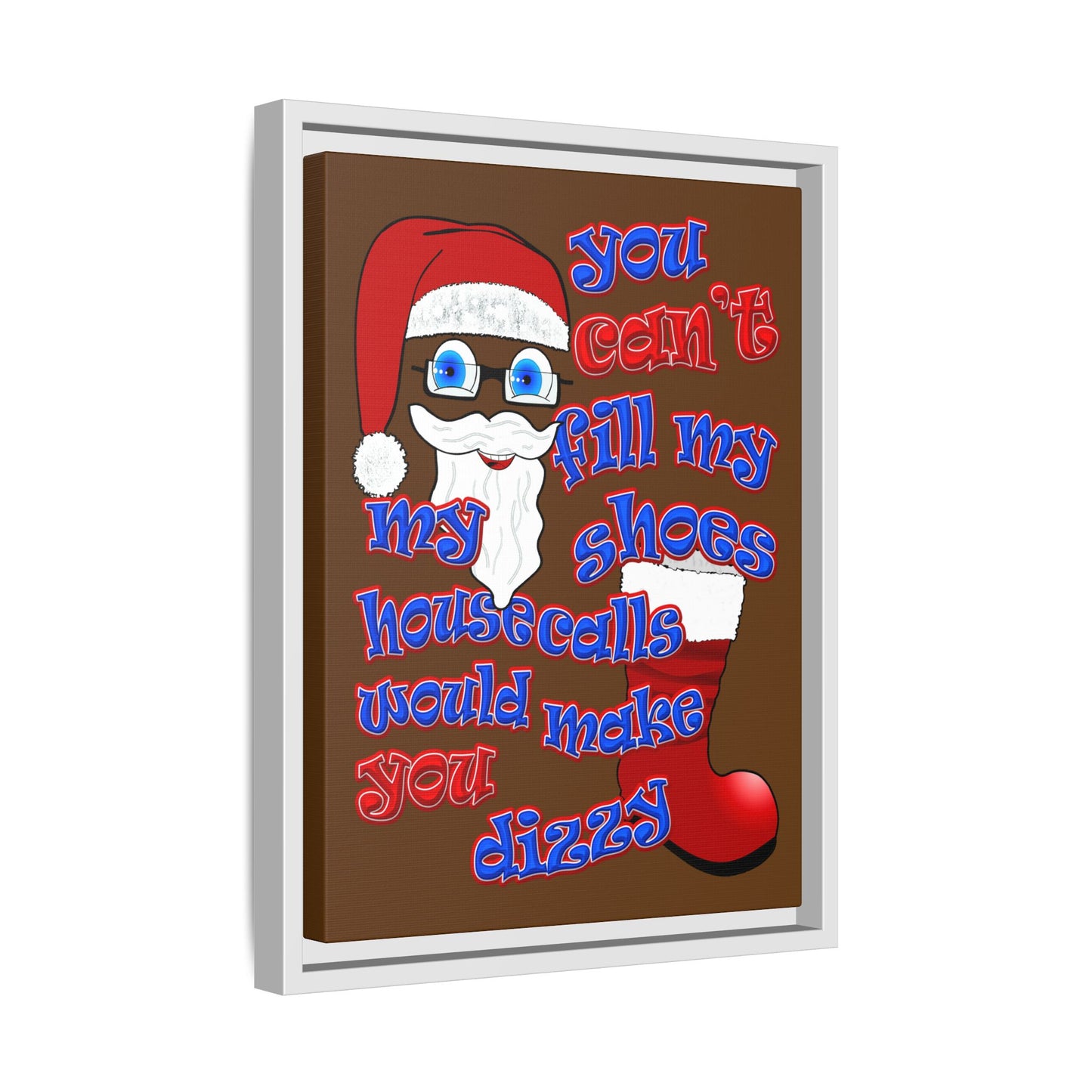 santa's shoes - framed canvas art (brown)
