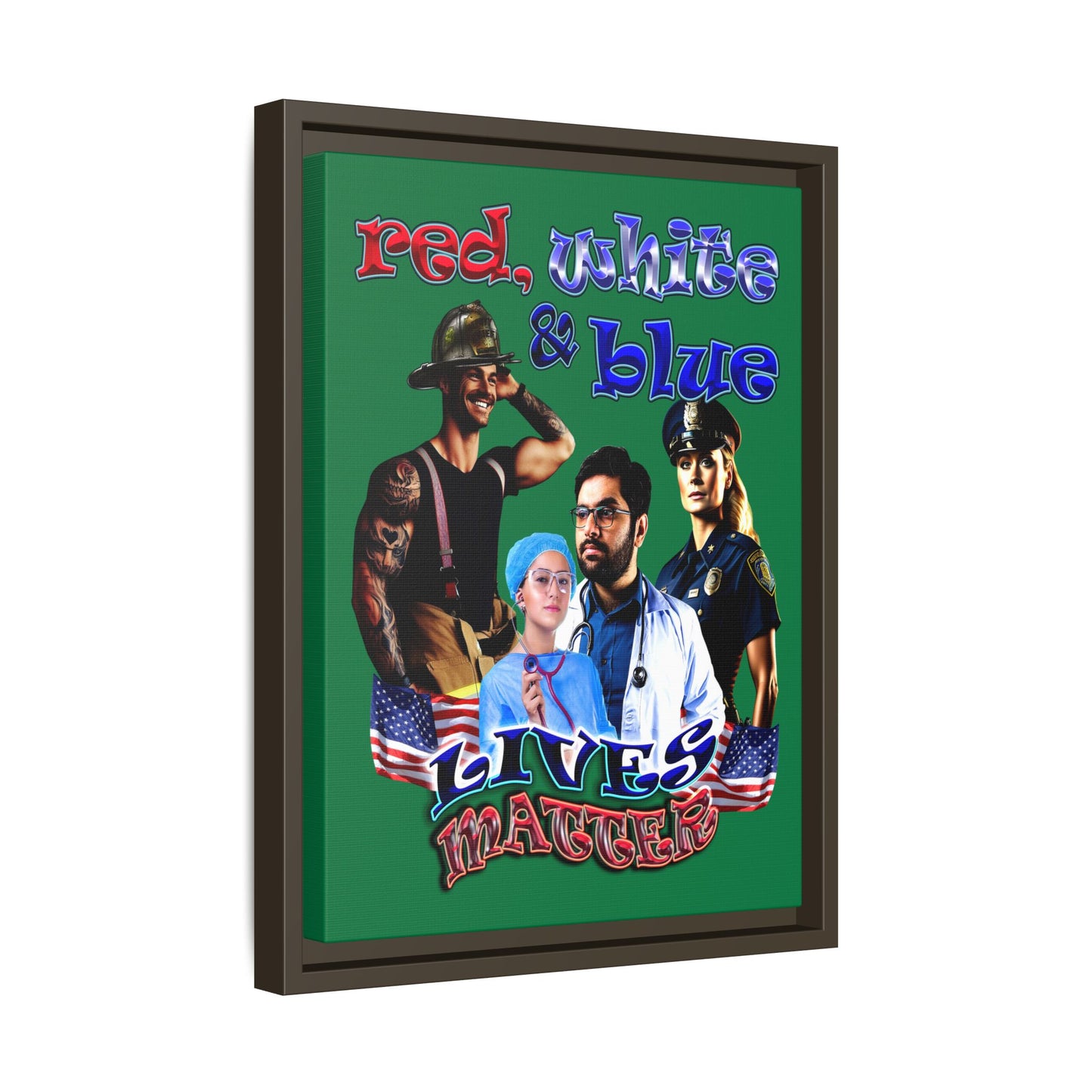 rw&b lives matter - framed canvas art (dark green)