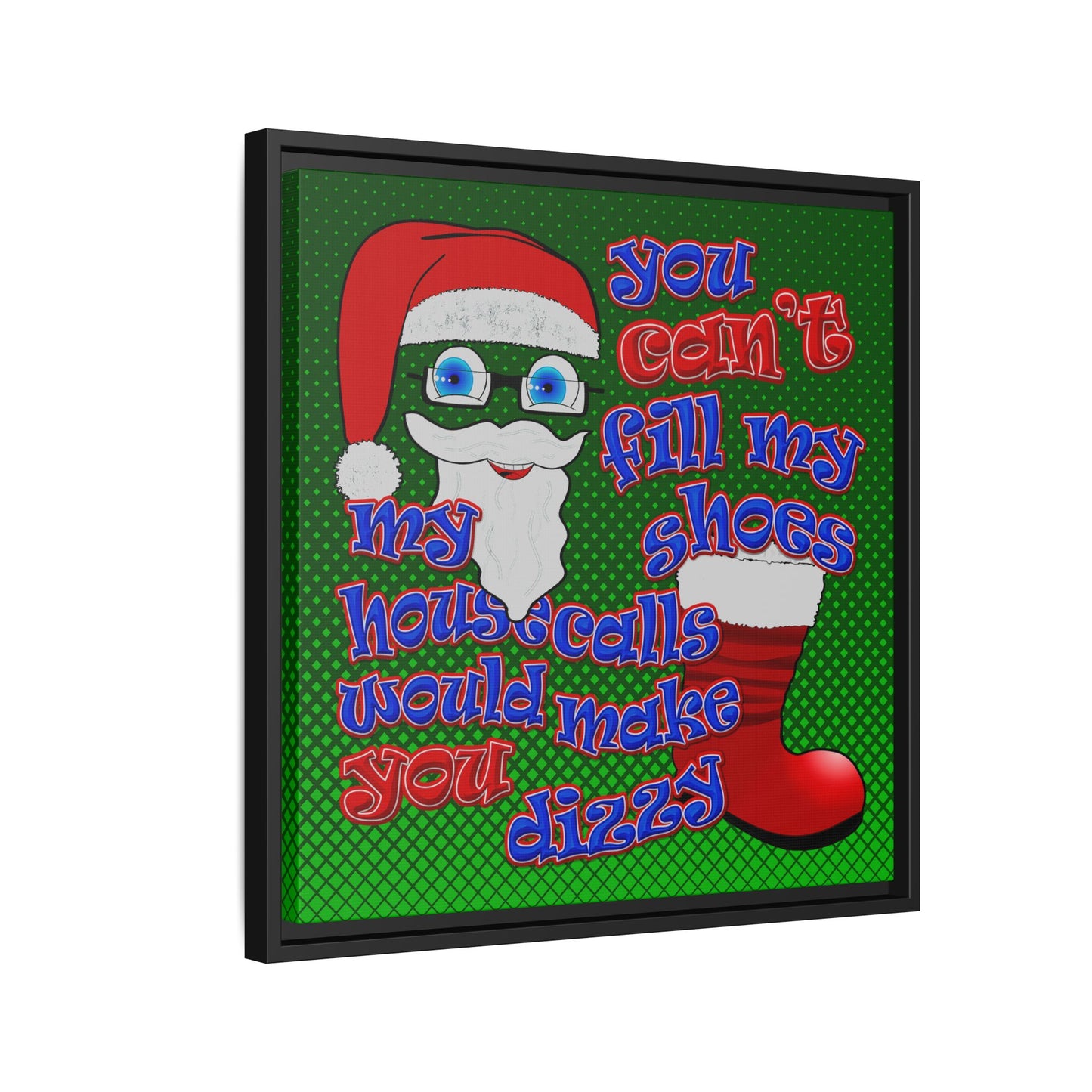 santa's shoes - framed canvas art (logo green)