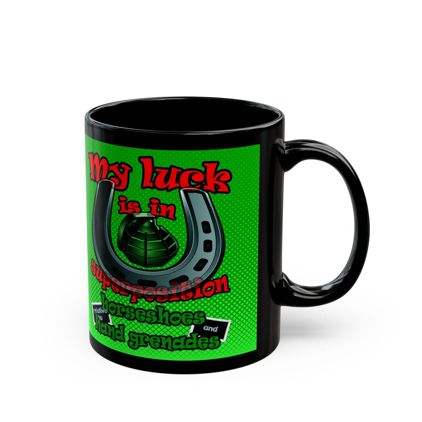 my luck - Black Mug (logo green)
