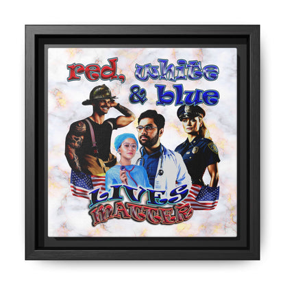 rw&b lives matter - framed canvas art (white marble)