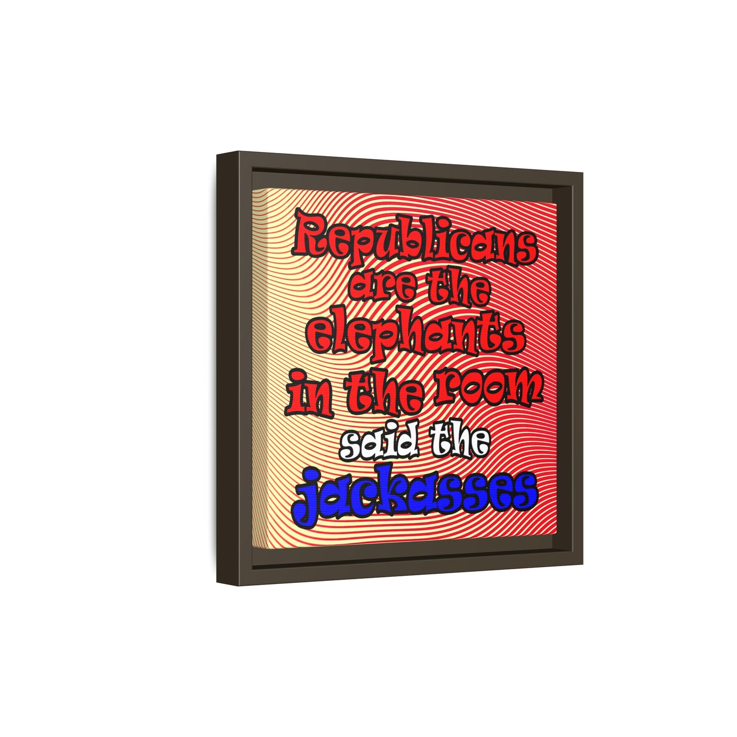 donkeys and elephants - framed canvas art (yellow-orange wave)