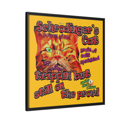 schrodinger's cat - framed canvas art (yellow)