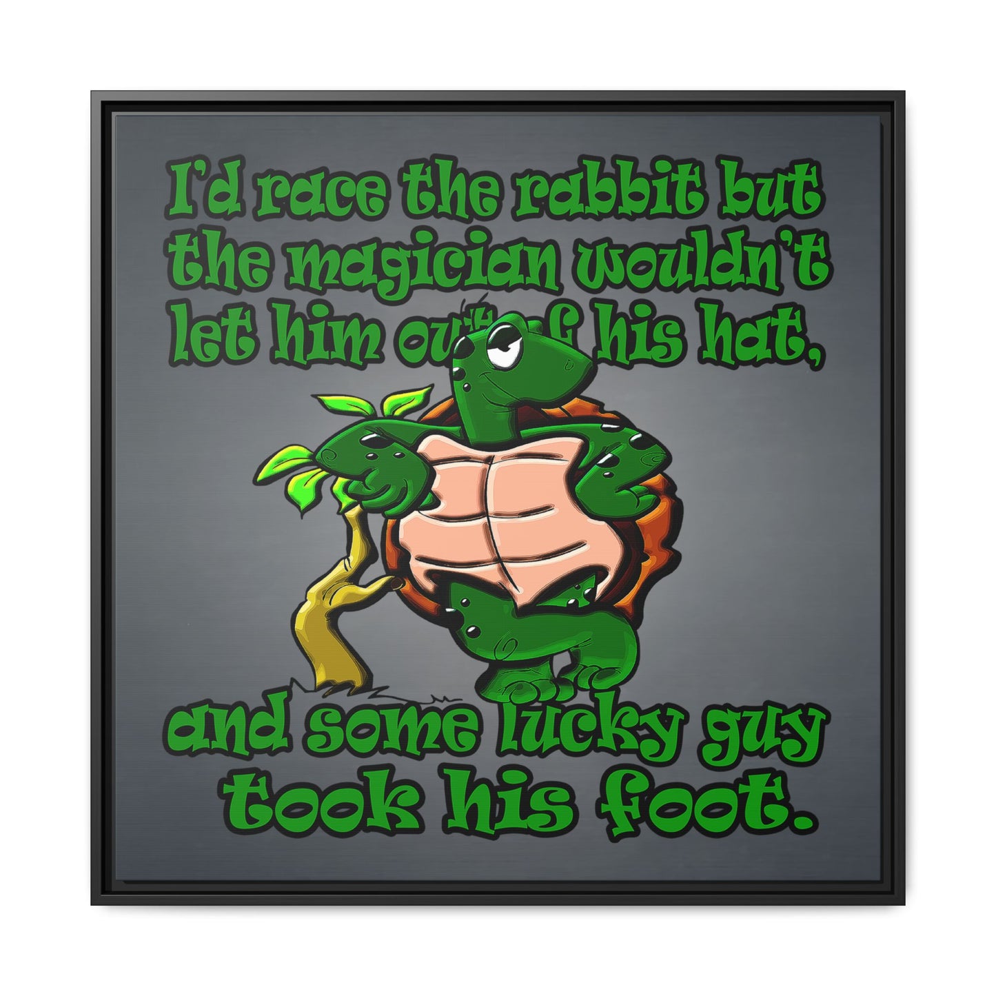 turtle race - framed canvas art (grey-light grey)