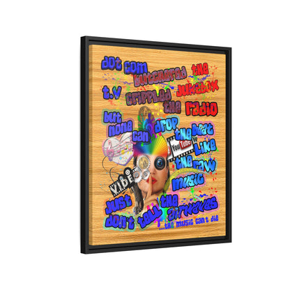 drop the beat - framed canvas art (butterscotch wood finish)