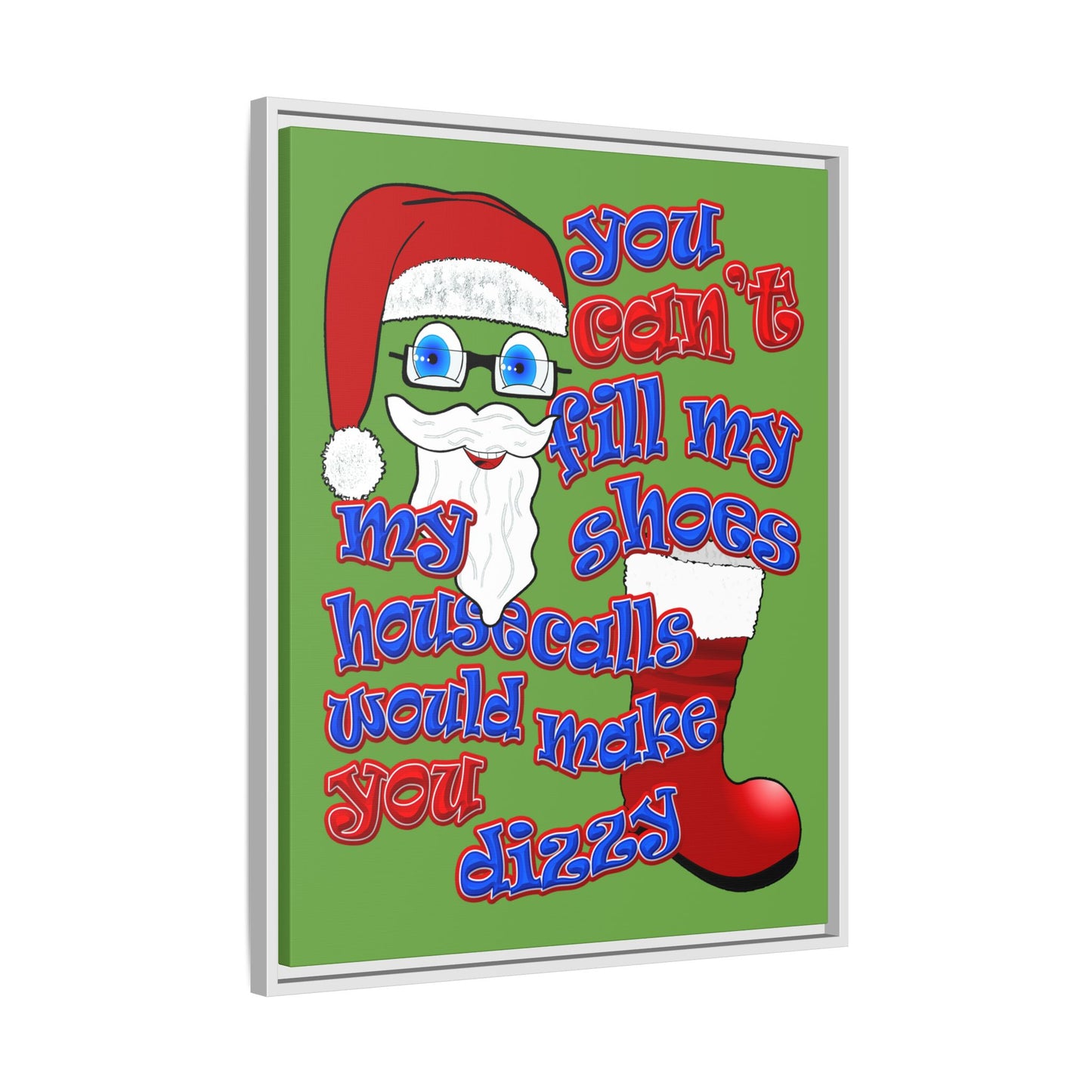 santa's shoes - framed canvas art (green)