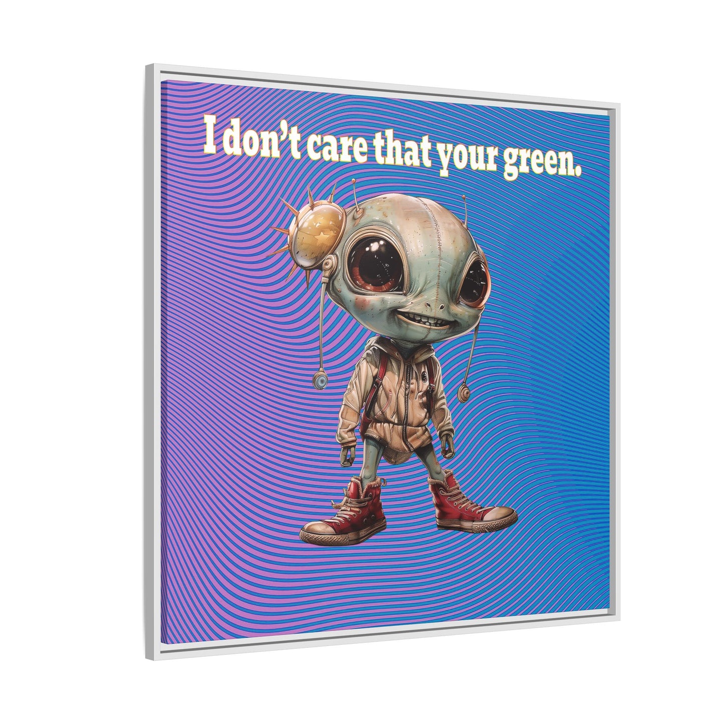 I don't care that your green - framed canvas art (light blue-purple wave)