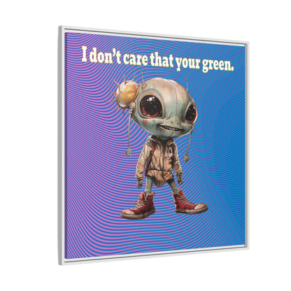 I don't care that your green - framed canvas art (light blue-purple wave)