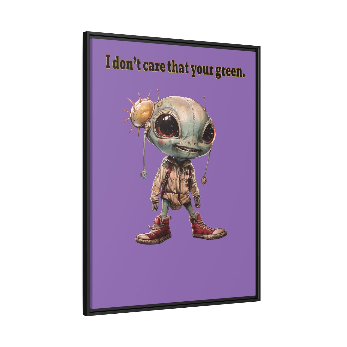 I don't care that your green - framed canvas art (light purple)