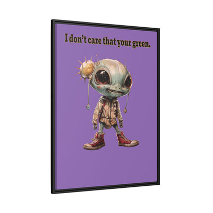 I don't care that your green - framed canvas art (light purple)