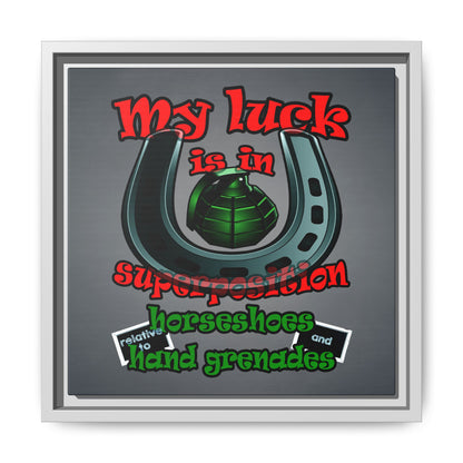 my luck - framed canvas art (grey-light grey)