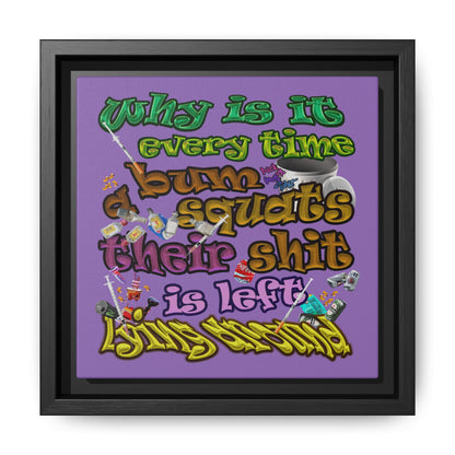 the bum's shit - framed canvas art (light purple)