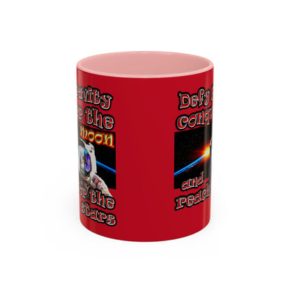 defy conquer reach - Accent Mug (dark red)