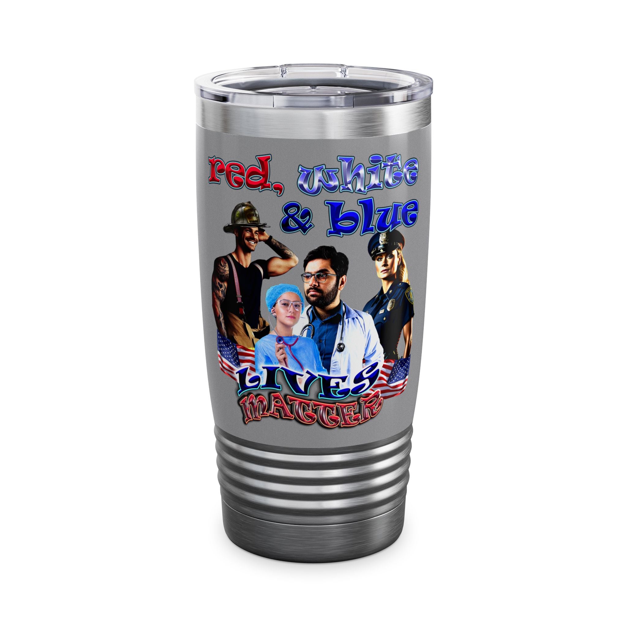 rw&b lives matter - Ringneck Tumbler, 20oz (grey)