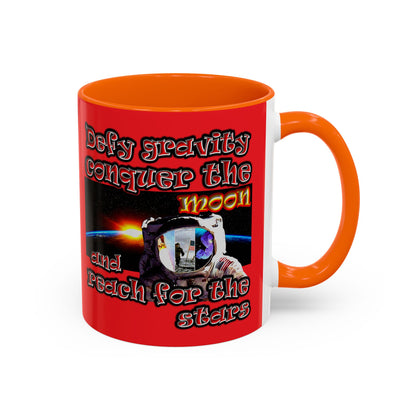 defy conquer reach - Accent Mug (red)