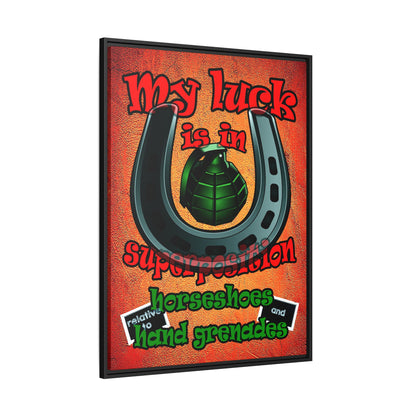my luck - framed canvas art (burnt orange)