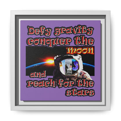 defy conquer reach - framed canvas art (light purple)