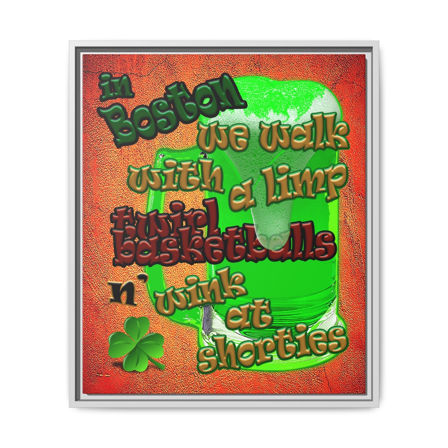 celtics logo - framed canvas art (burnt orange)