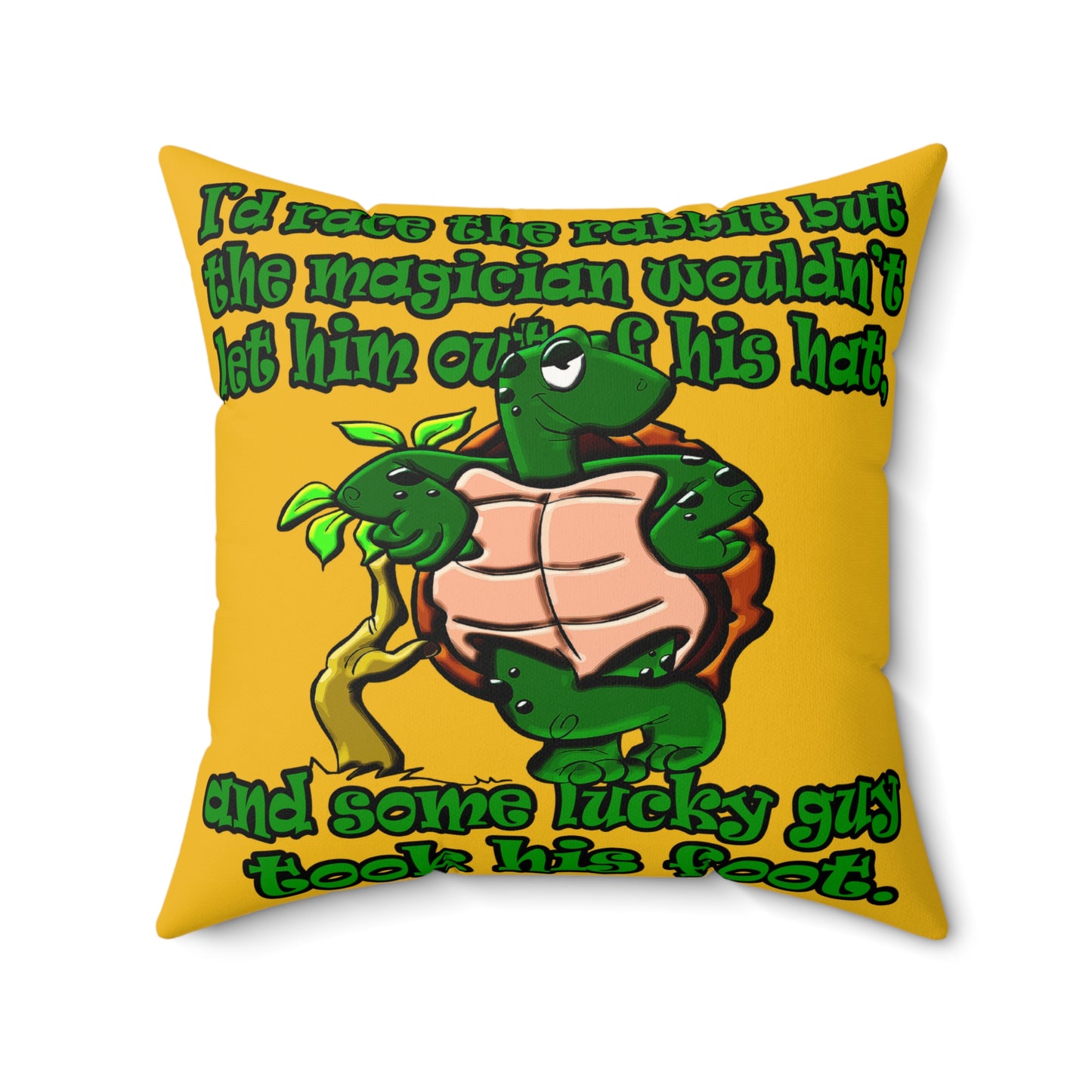turtle race - Faux Suede Square Pillow - (yellow)
