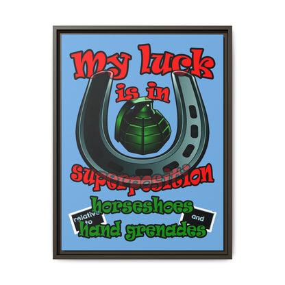 my luck - framed canvas art (light blue)