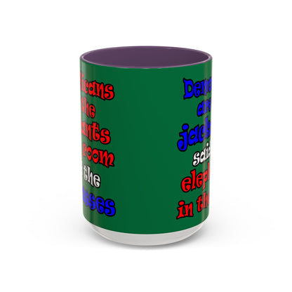 donkeys and elephants - Accent Mug (dark green)