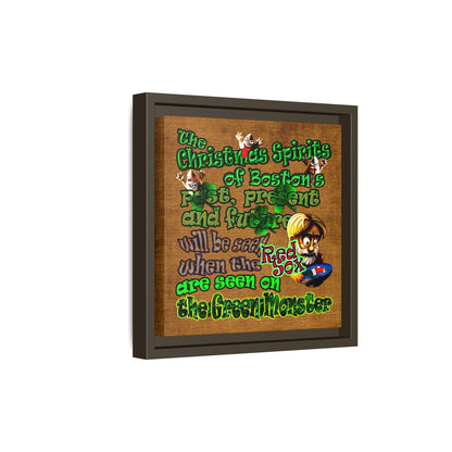 christmas spirits of boston - framed canvas art (brown papyrus)