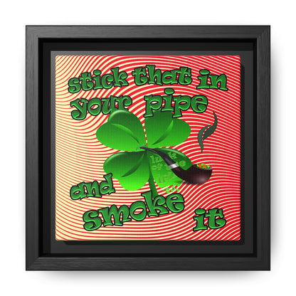 stick that in your pipe and smoke it - framed canvas art (yellow-orange wave)