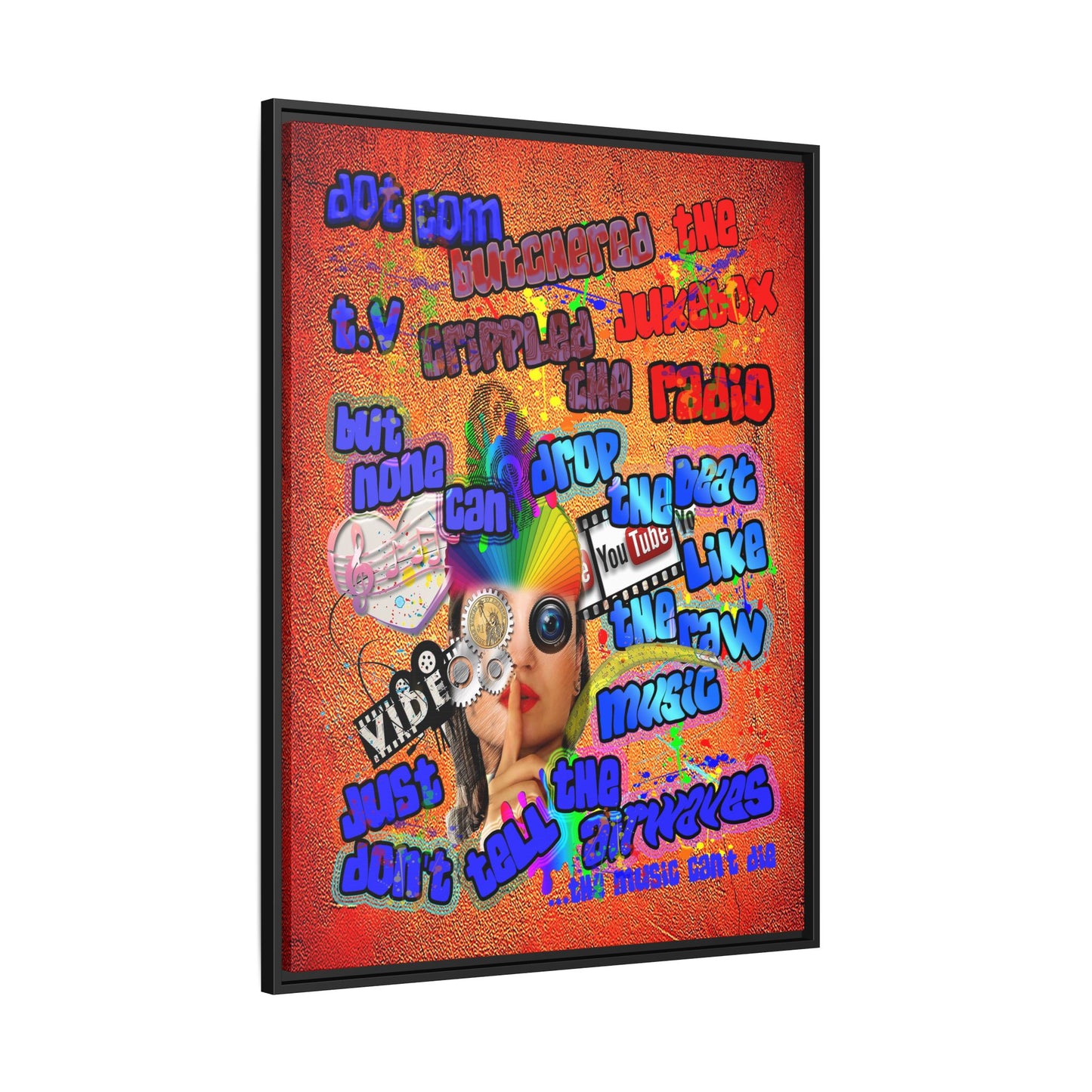 drop the beat - framed canvas art (burnt orange)