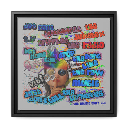 drop the beat - framed canvas art (light grey)