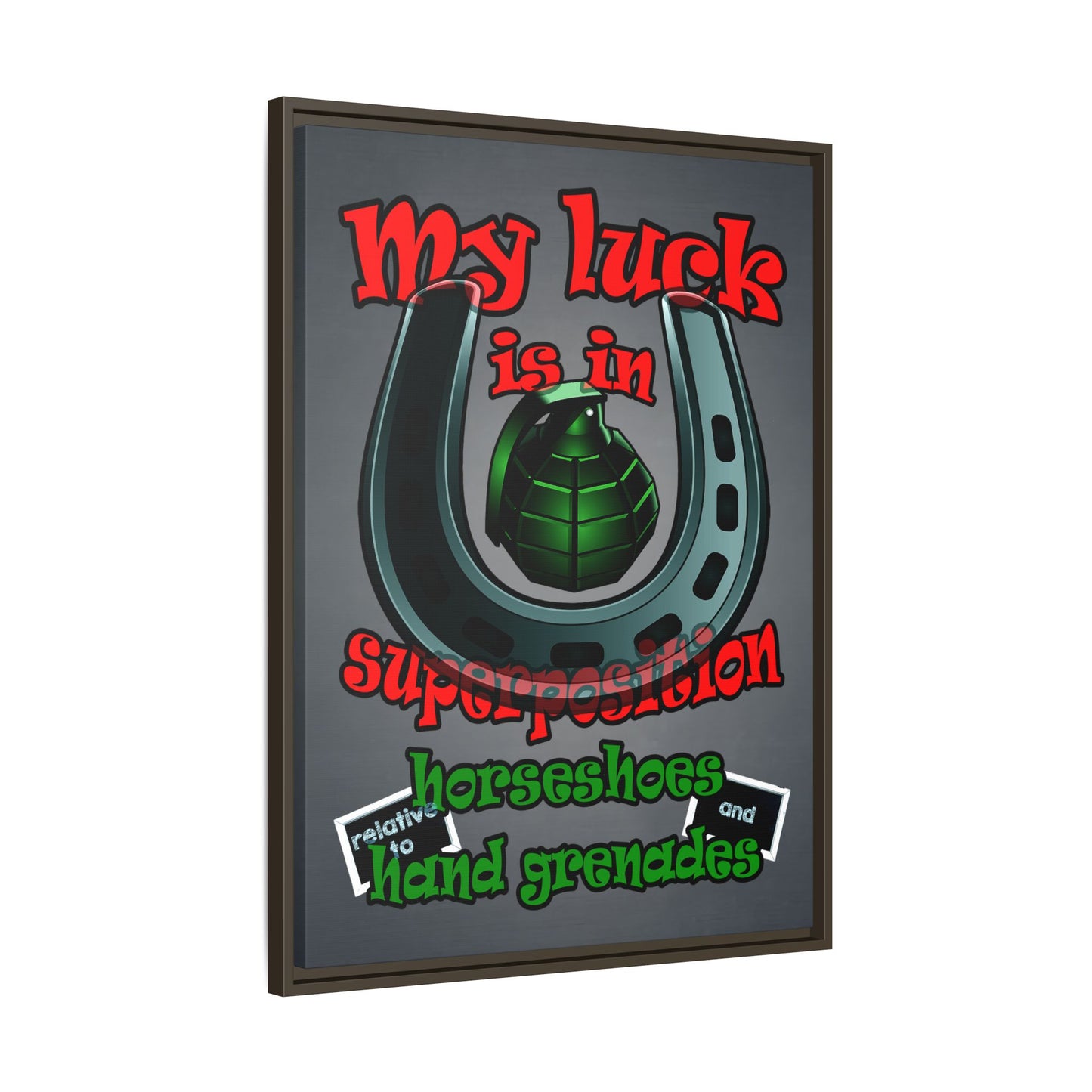 my luck - framed canvas art (grey-light grey)