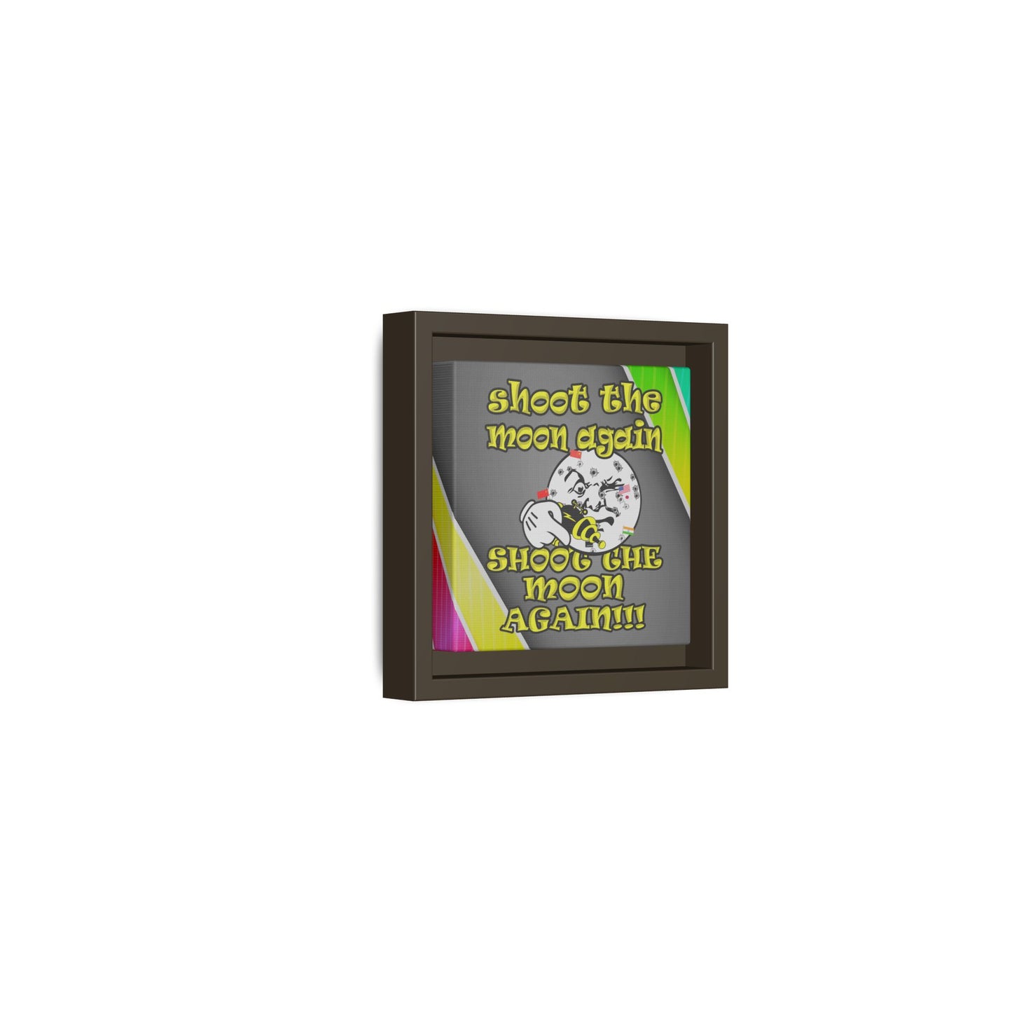 shoot the moon again - framed canvas art (rainbow split)