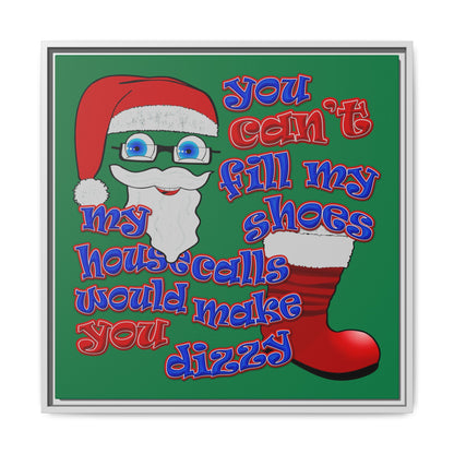 santa's shoes - framed canvas art (dark green)