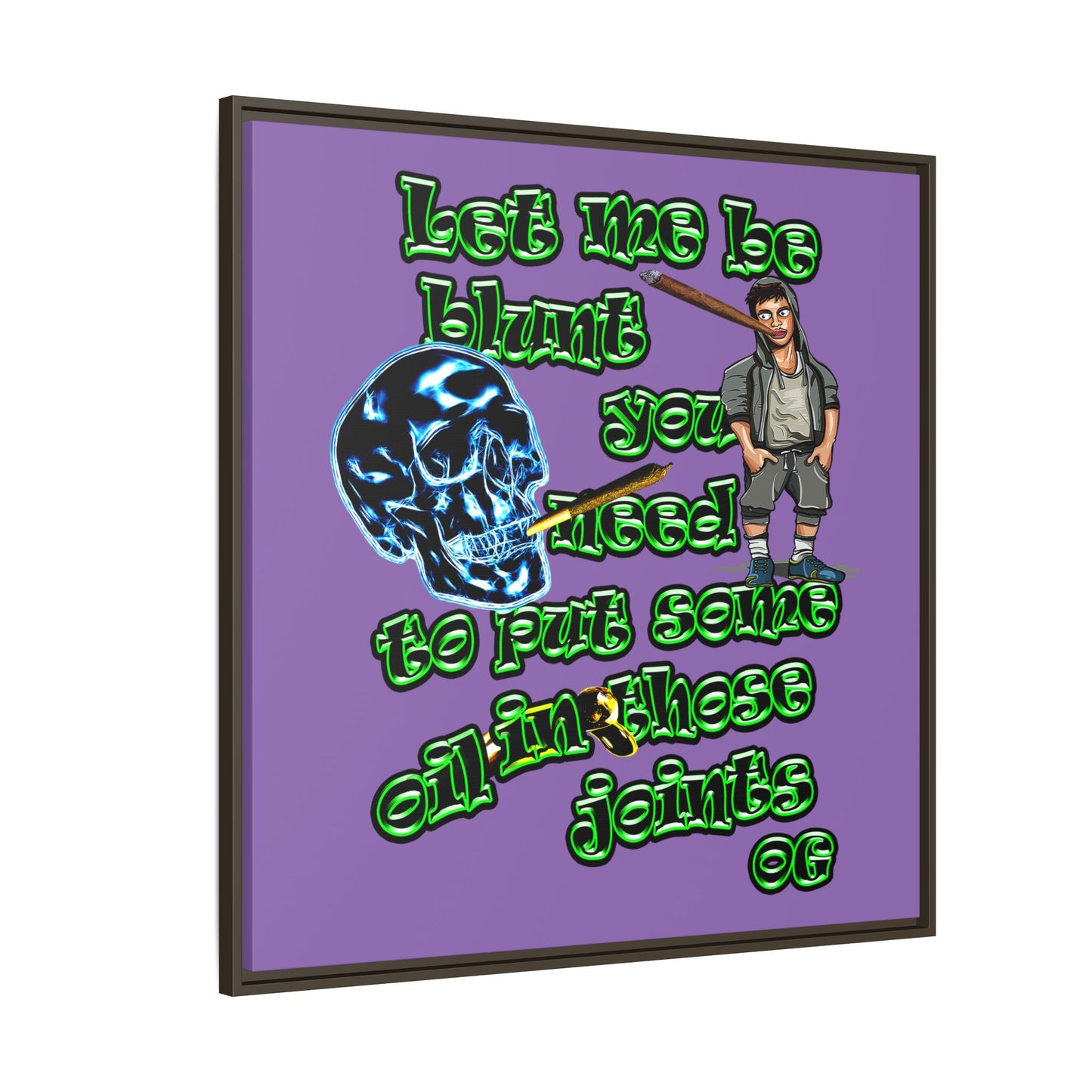 og - framed canvas art (light purple)