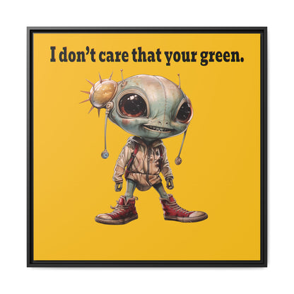 I don't care that your green - framed canvas art (yellow)