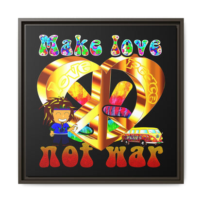 love peace - framed canvas art (black)